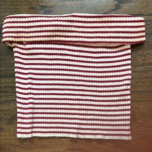 Red and White Striped Tube Top